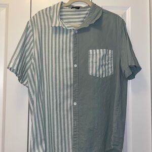 Mens Button Down Large Stripped Shirt